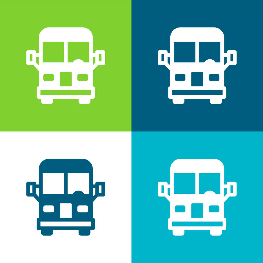 Airport Bus Flat cztery kolory minimalny zestaw ikon - Wektor, obraz