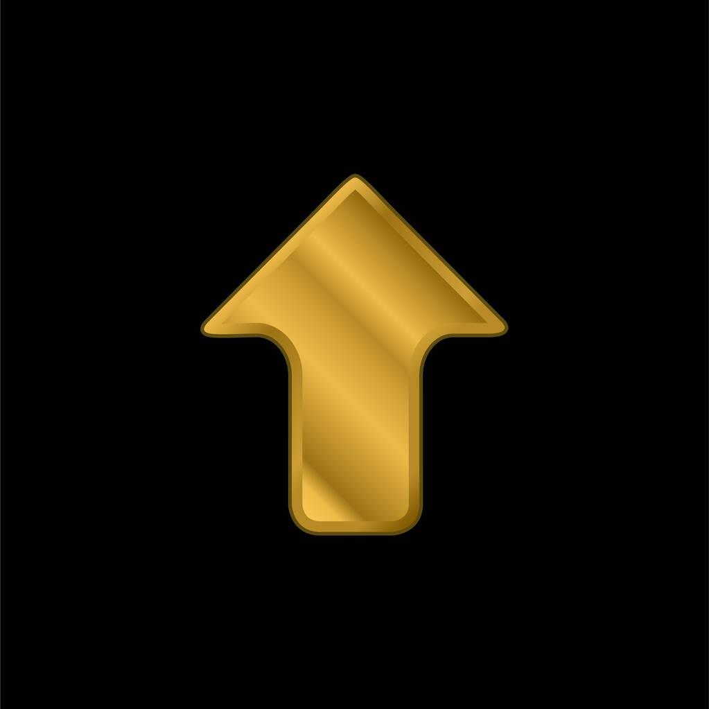Flecha apuntando hacia arriba chapado en oro icono metálico o vector de logotipo - Vector, Imagen