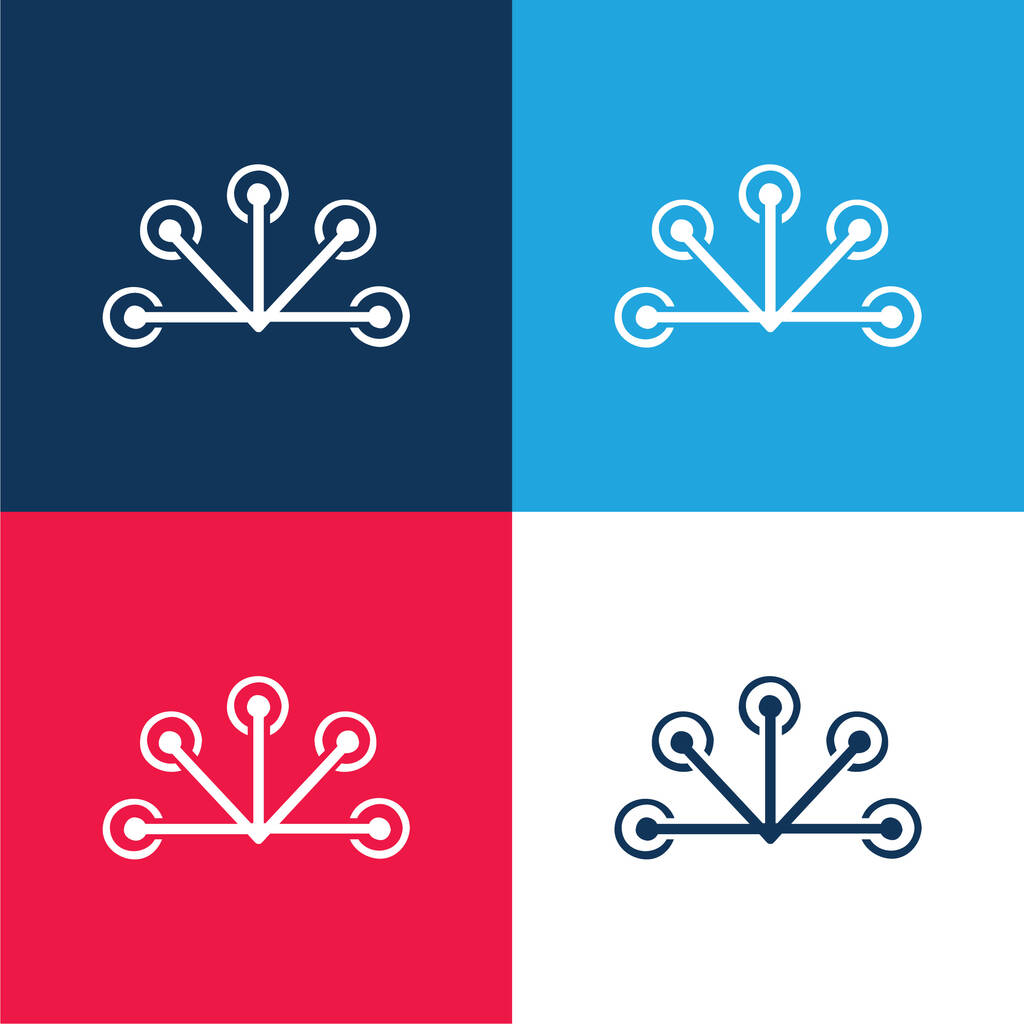 Antena azul y rojo conjunto de iconos mínimo de cuatro colores - Vector, imagen