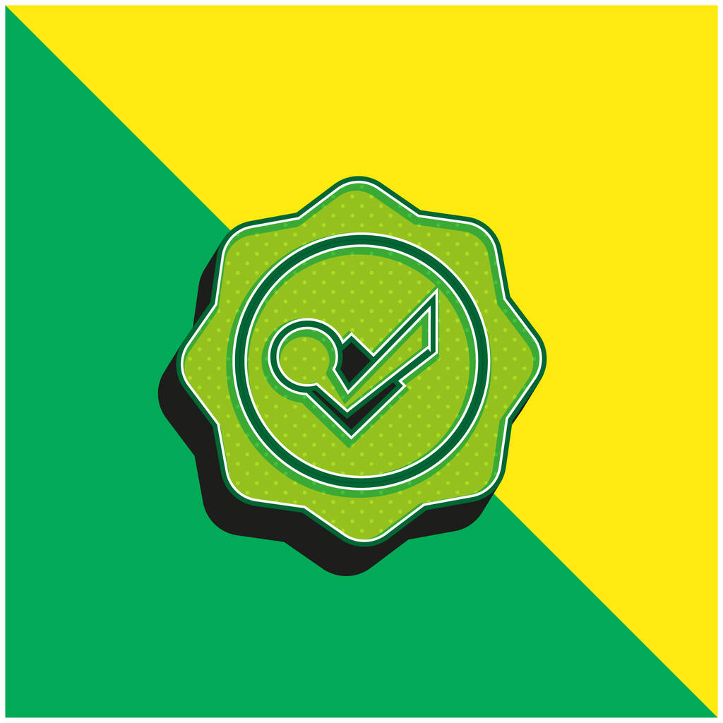 Σήμα με Check Mark Πράσινο και κίτρινο σύγχρονο 3d διάνυσμα λογότυπο εικονίδιο - Διάνυσμα, εικόνα