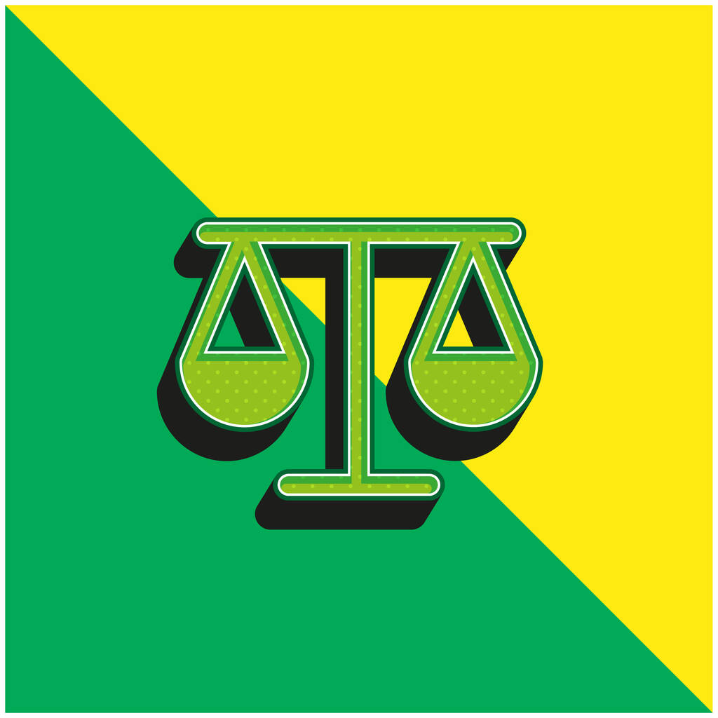 Równoważenie skali zarys Zielony i żółty nowoczesny ikona wektora 3D logo - Wektor, obraz