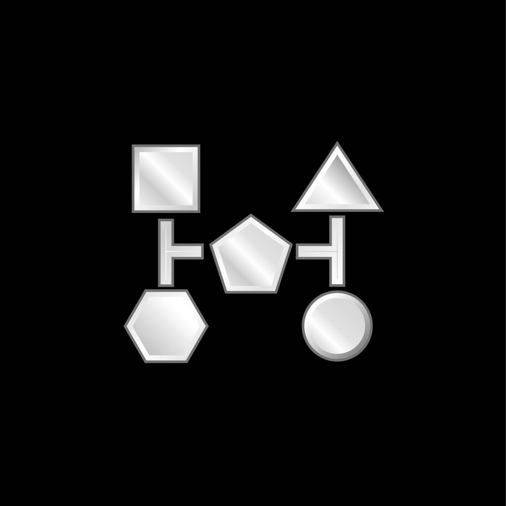 Bloková schémata černých tvarů stříbrná pokovená kovová ikona - Vektor, obrázek
