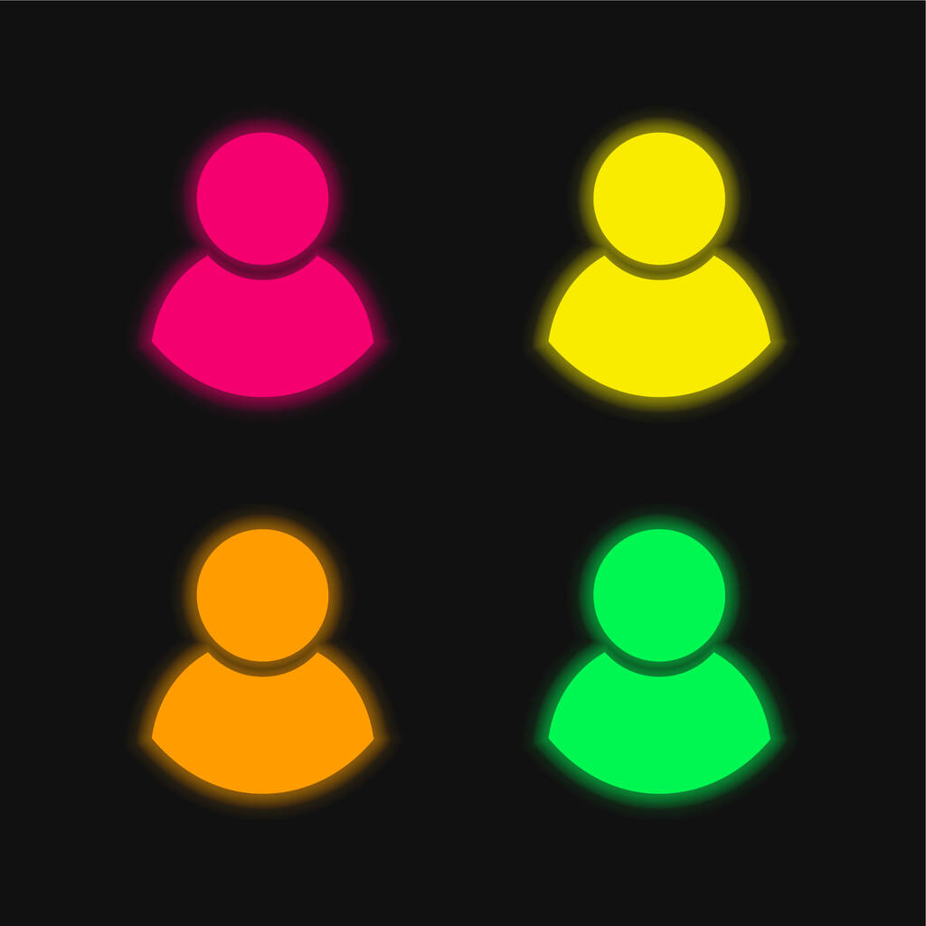 Negro Hombre Símbolo de usuario de cuatro colores brillante icono de vectores de neón - Vector, Imagen