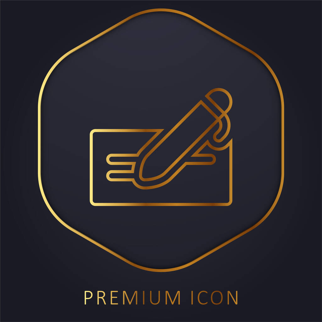 Acuerdo de línea de oro logotipo premium o icono - Vector, Imagen