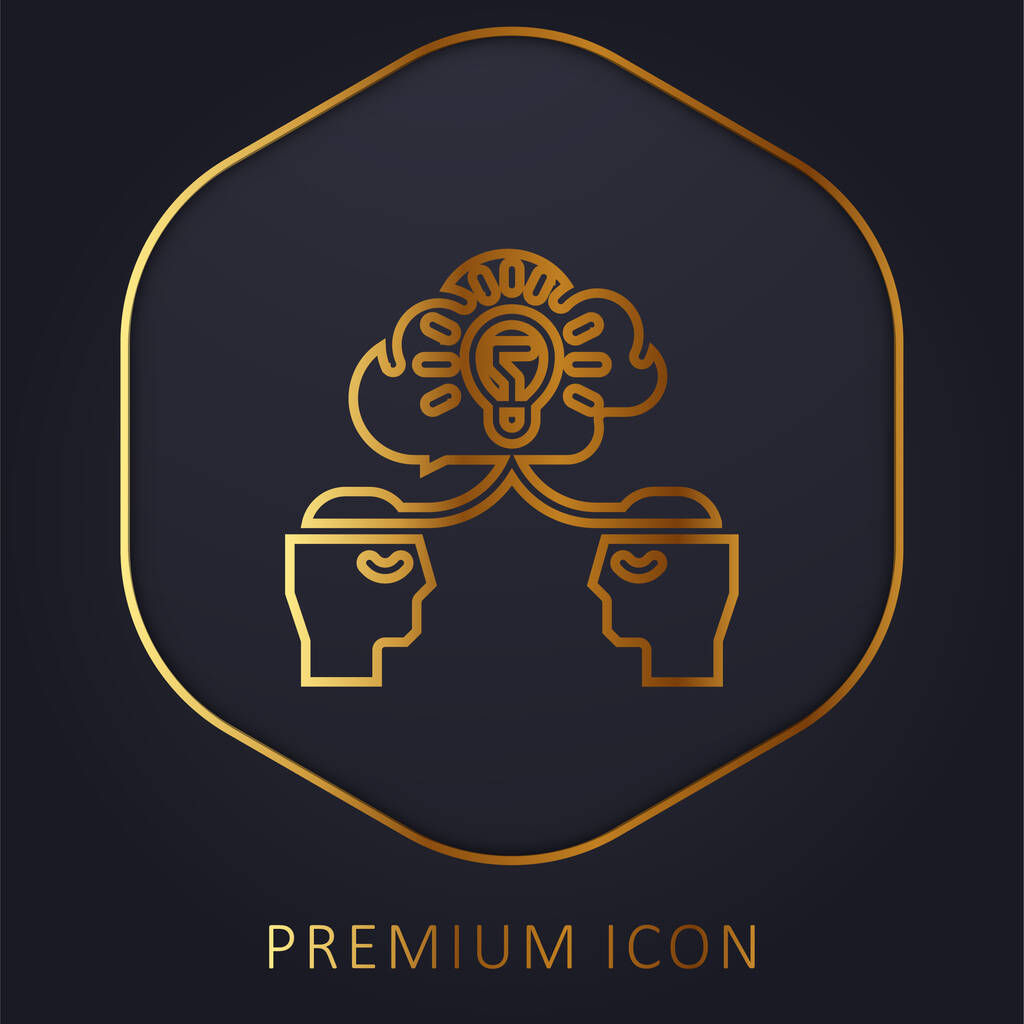 Brainstorm ligne d'or logo premium ou icône - Vecteur, image