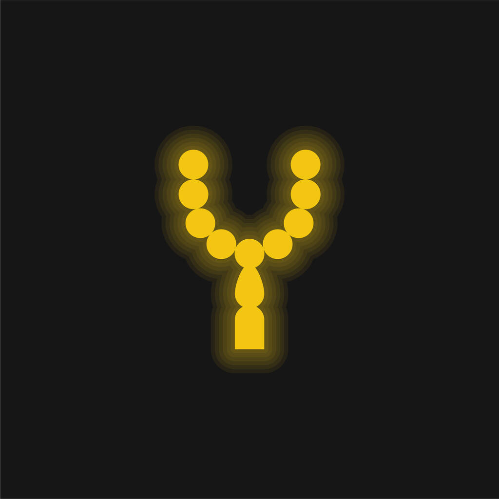 Paciorki żółte świecące neon ikona - Wektor, obraz