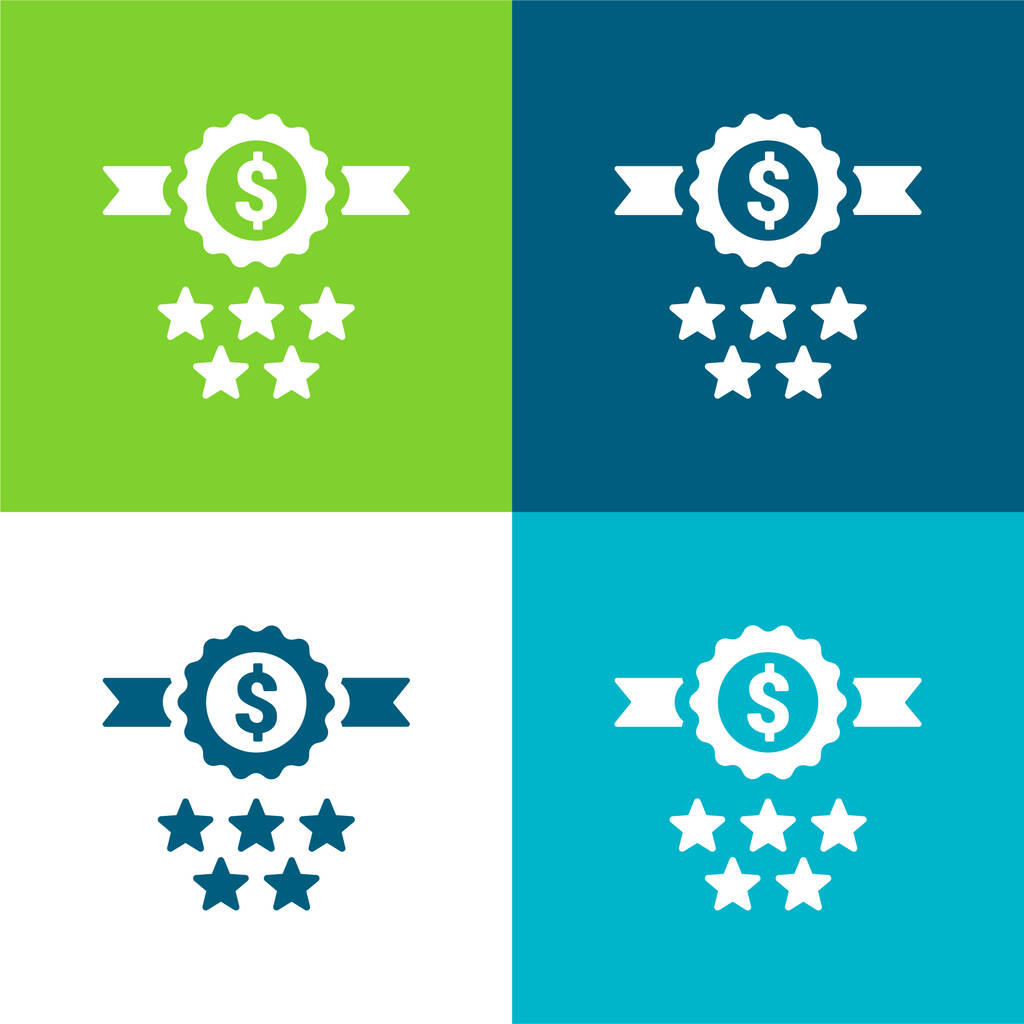 Badge Flat four color minimal icon set - Vector, Image