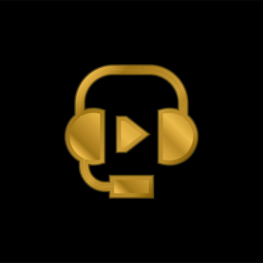 Ses altın kaplamalı metalik simge veya logo vektörü - Vektör, Görsel