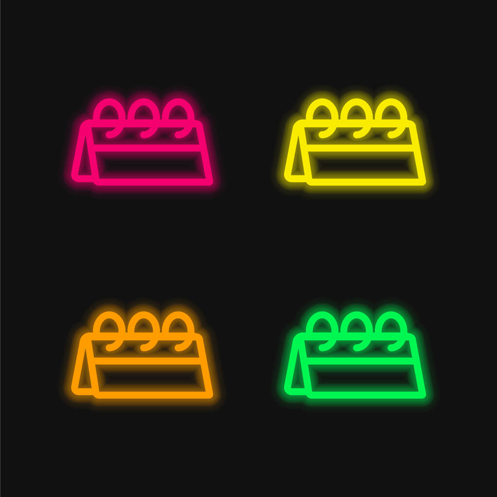 Almanac négy színű izzó neon vektor ikon - Vektor, kép
