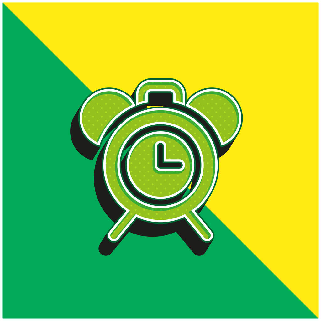 Réveil Vert et jaune icône vectorielle 3d moderne logo - Vecteur, image