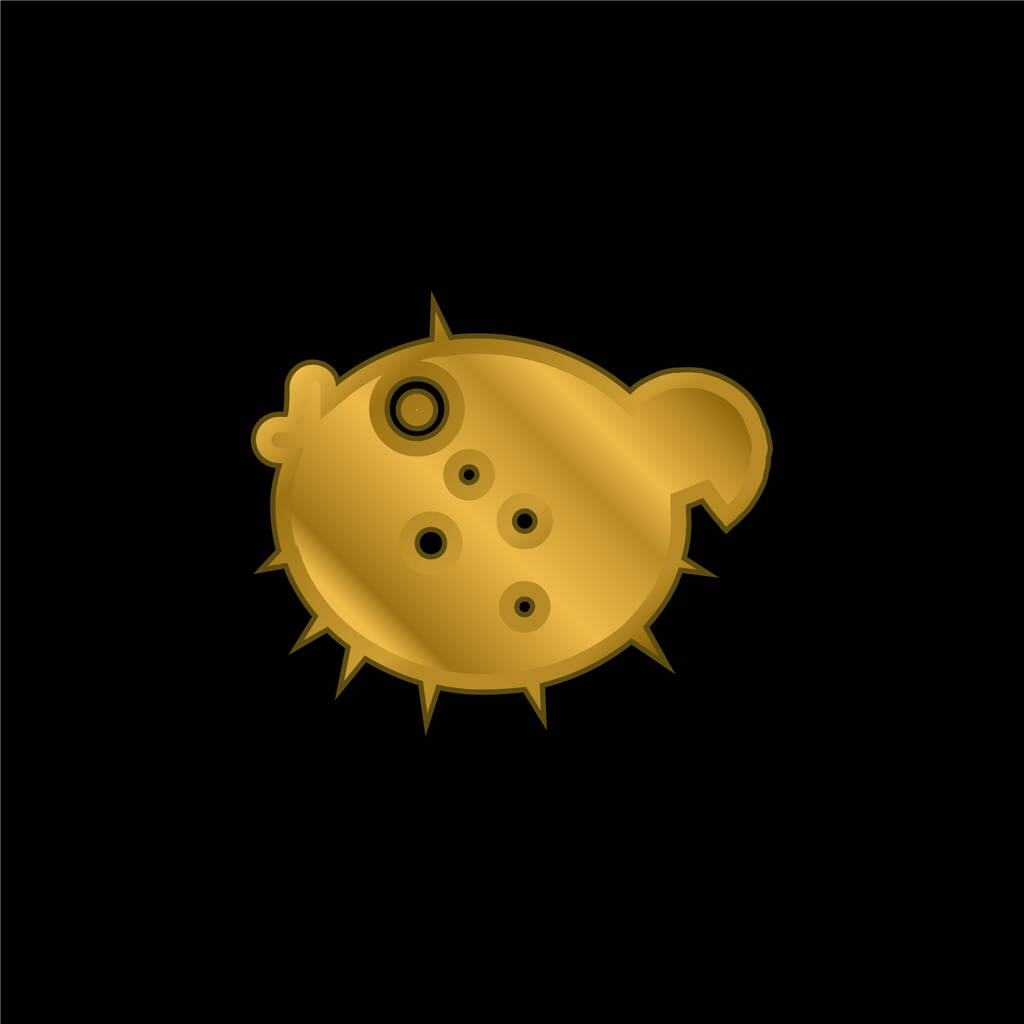 Blowfish chapado en oro icono metálico o logo vector - Vector, Imagen