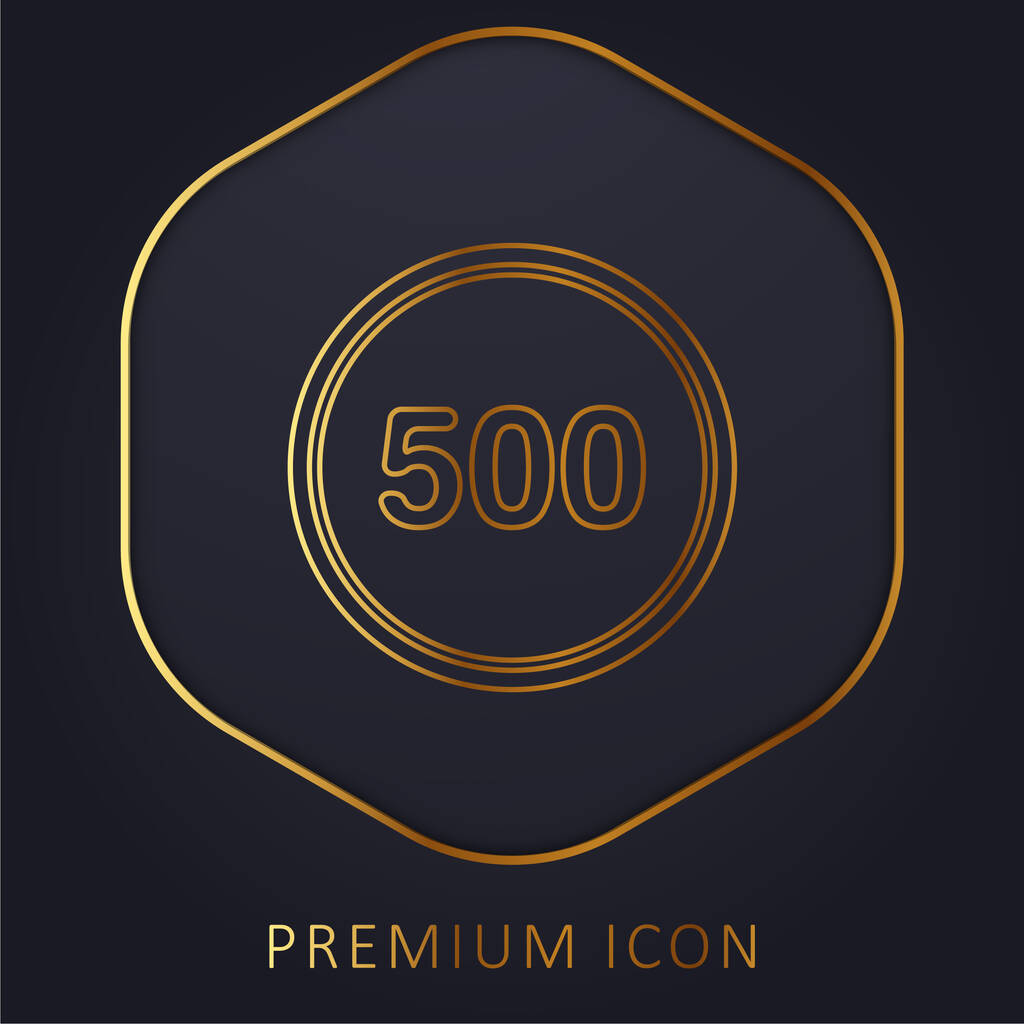 500 in un cerchio nero con una linea dorata contorno logo premium o icona - Vettoriali, immagini