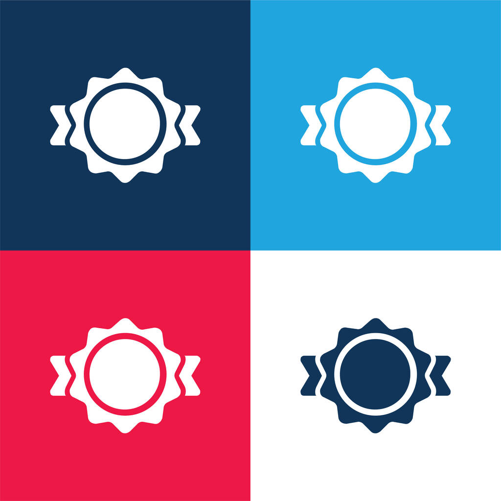 Prêmio Belt Shape azul e vermelho conjunto de ícones mínimos de quatro cores - Vetor, Imagem
