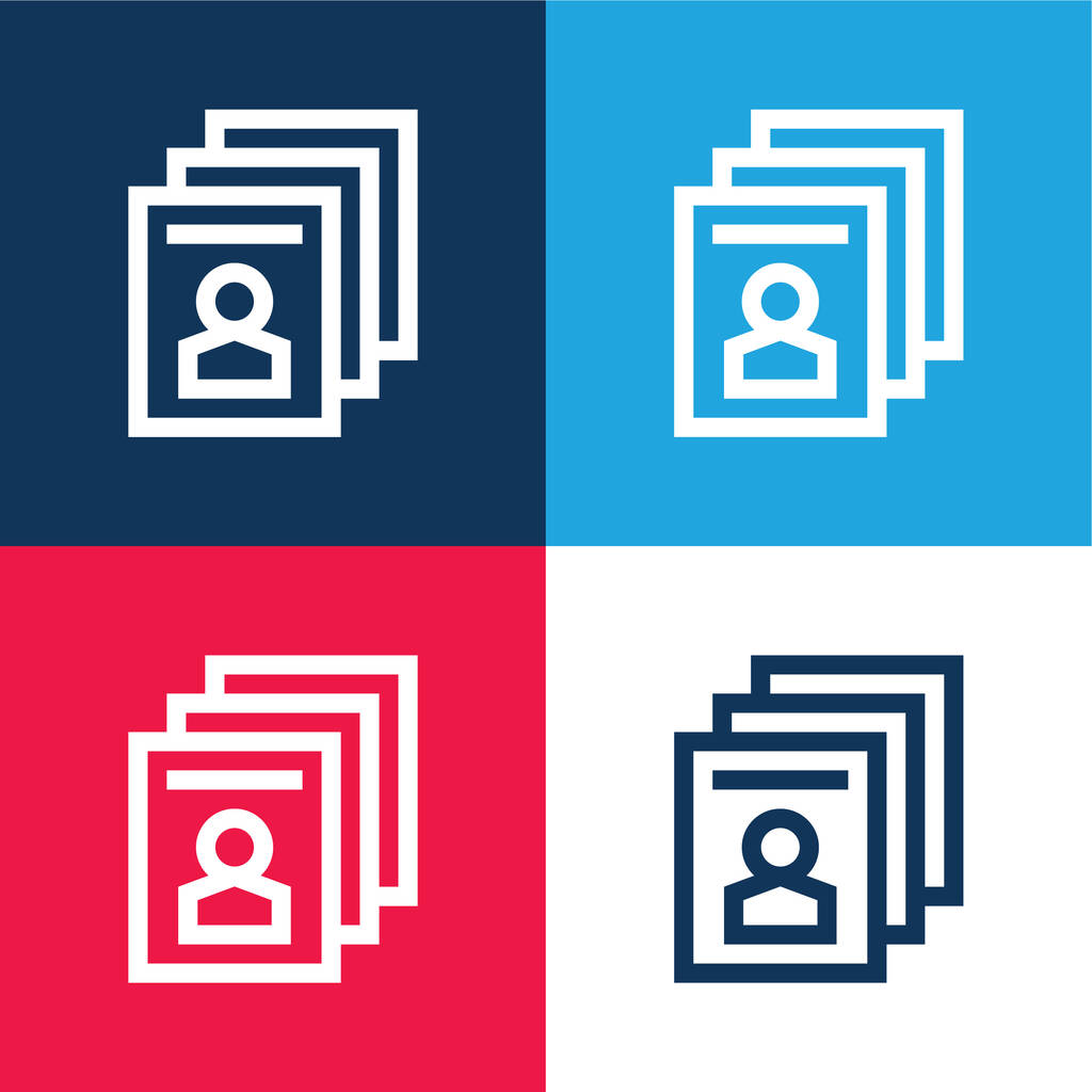 Głosowanie niebieski i czerwony zestaw czterech kolorów minimalny zestaw ikon - Wektor, obraz
