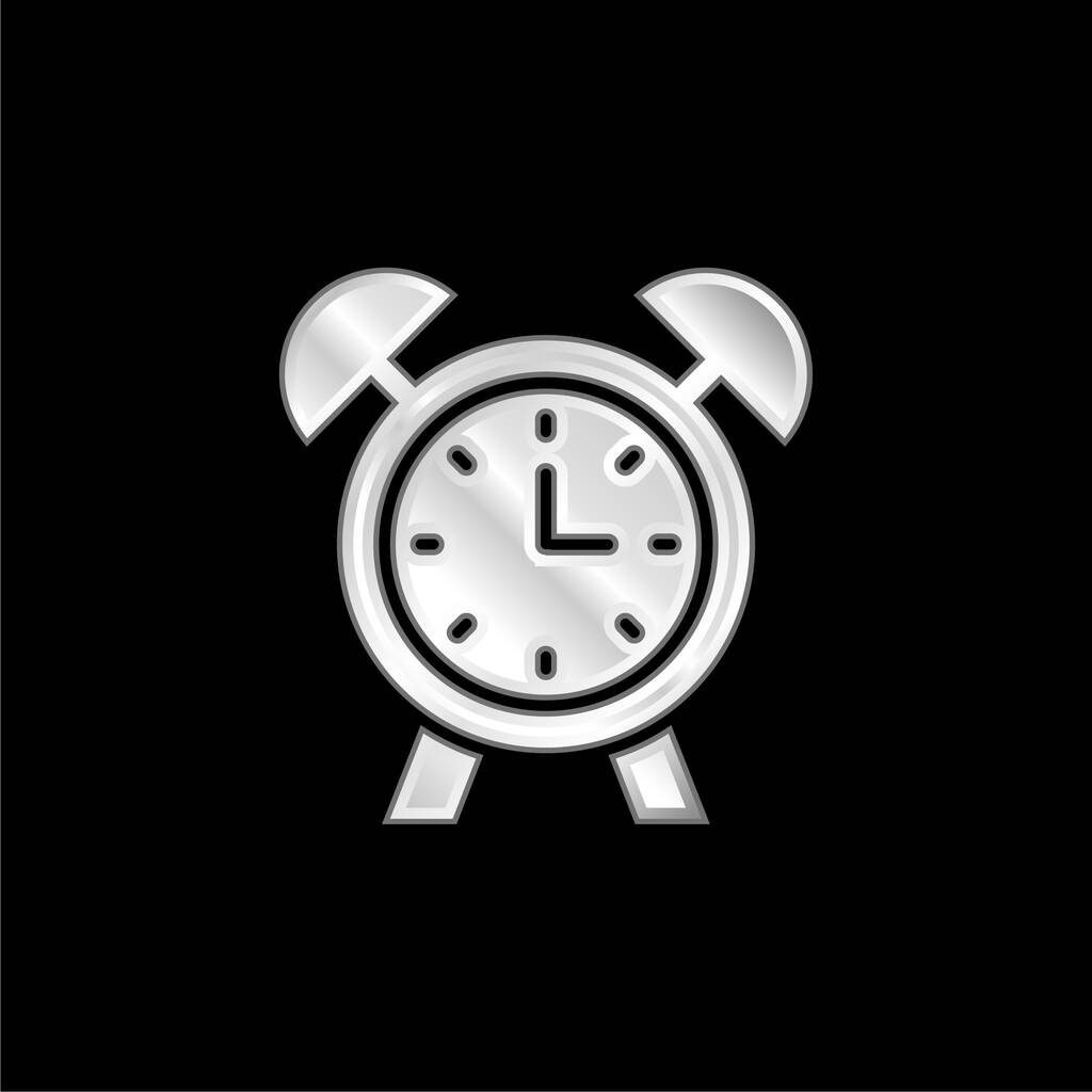 Покрытая серебром икона будильника - Вектор,изображение