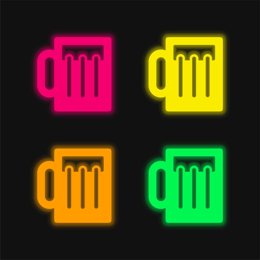 Βάζο μπύρας τεσσάρων χρωμάτων λαμπερό εικονίδιο διάνυσμα νέον - Διάνυσμα, εικόνα