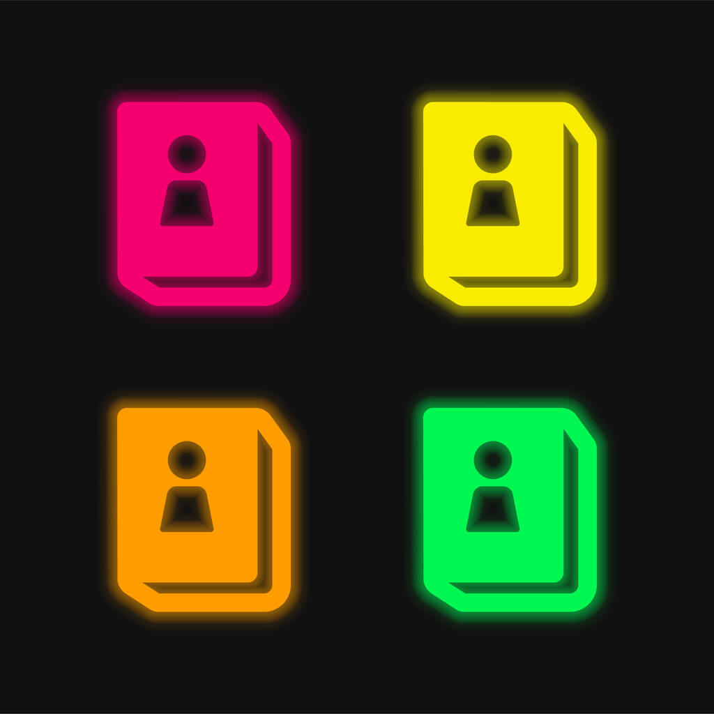 Ikona čtyř barevných zářících neonových vektorů - Vektor, obrázek