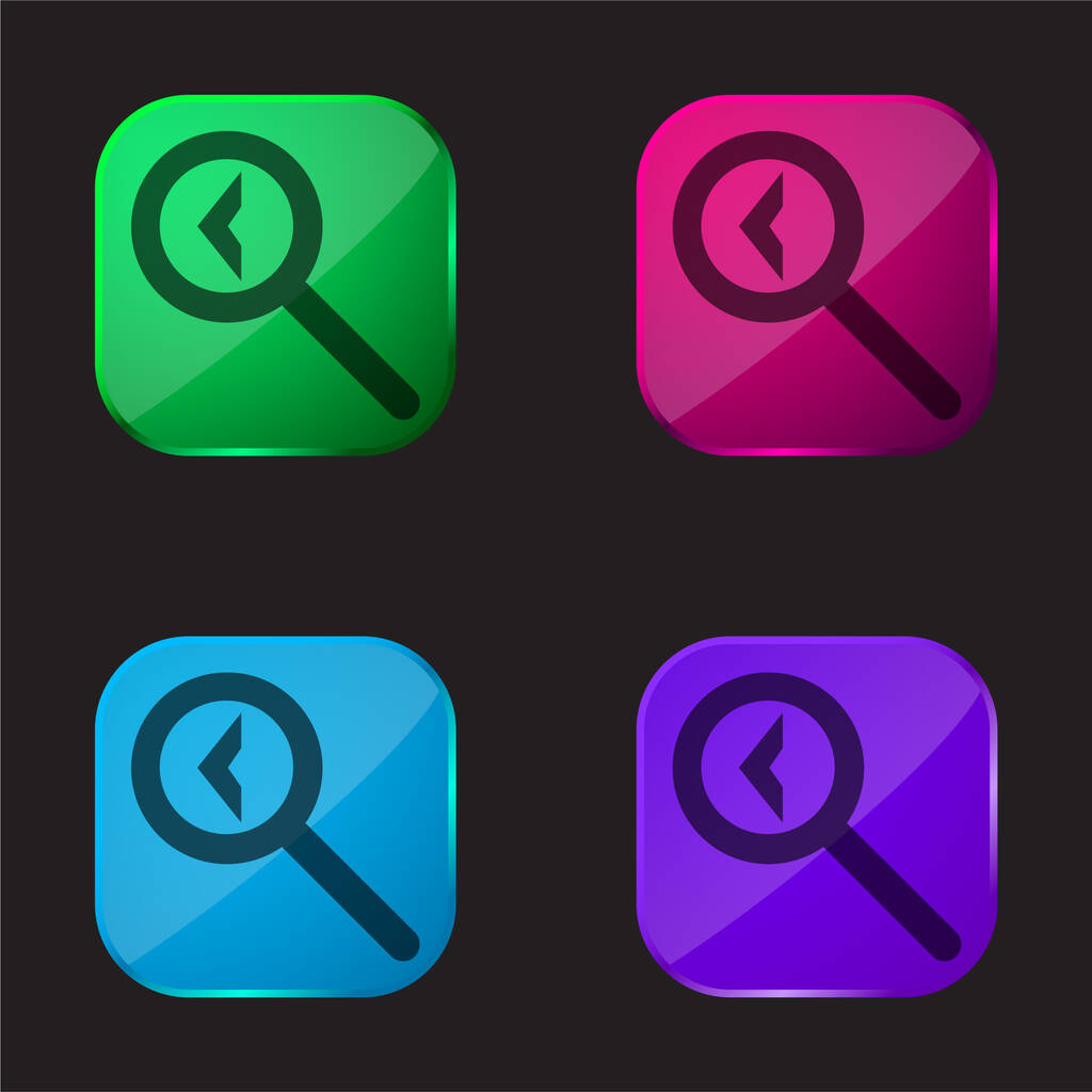 Wstecz Szukaj Interfejs Symbol cztery kolorowe szklane ikony - Wektor, obraz