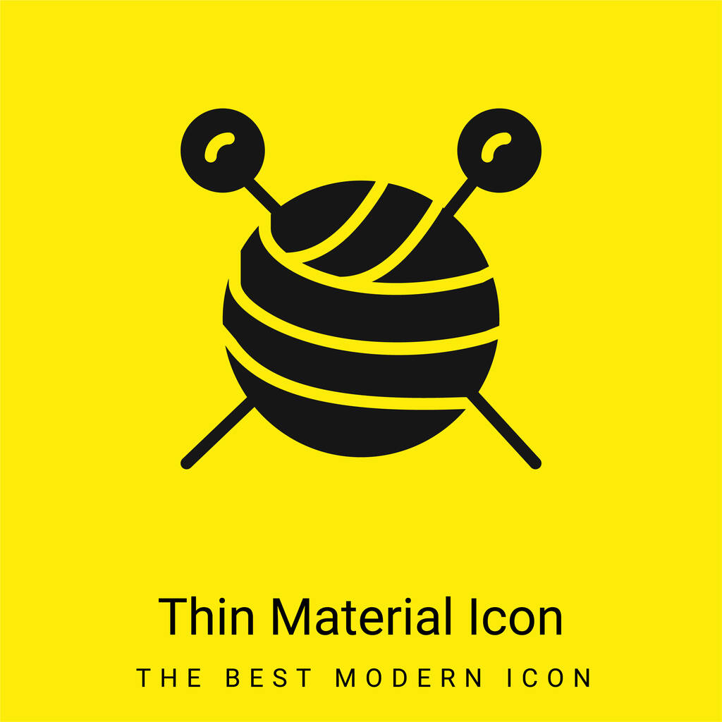Golyó gyapjú minimális fényes sárga anyag ikon - Vektor, kép
