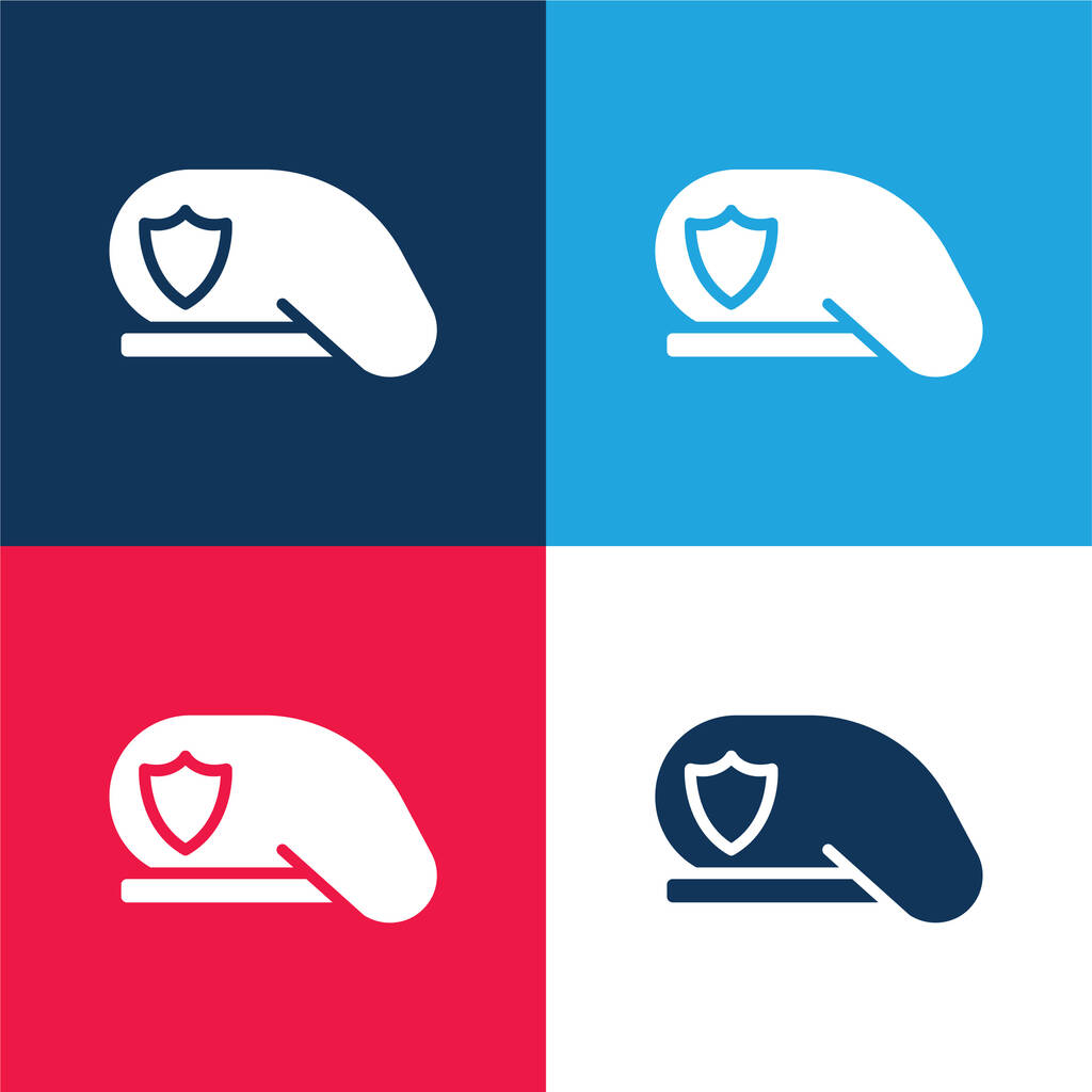 Beret blue and red four color minimal icon set - Vector, Image