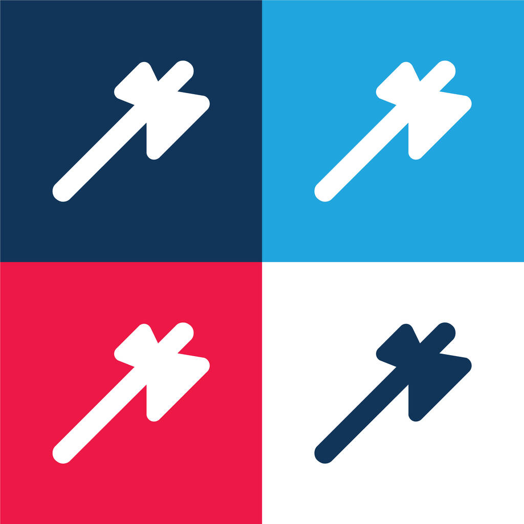 Axe kék és piros négy szín minimális ikon készlet - Vektor, kép