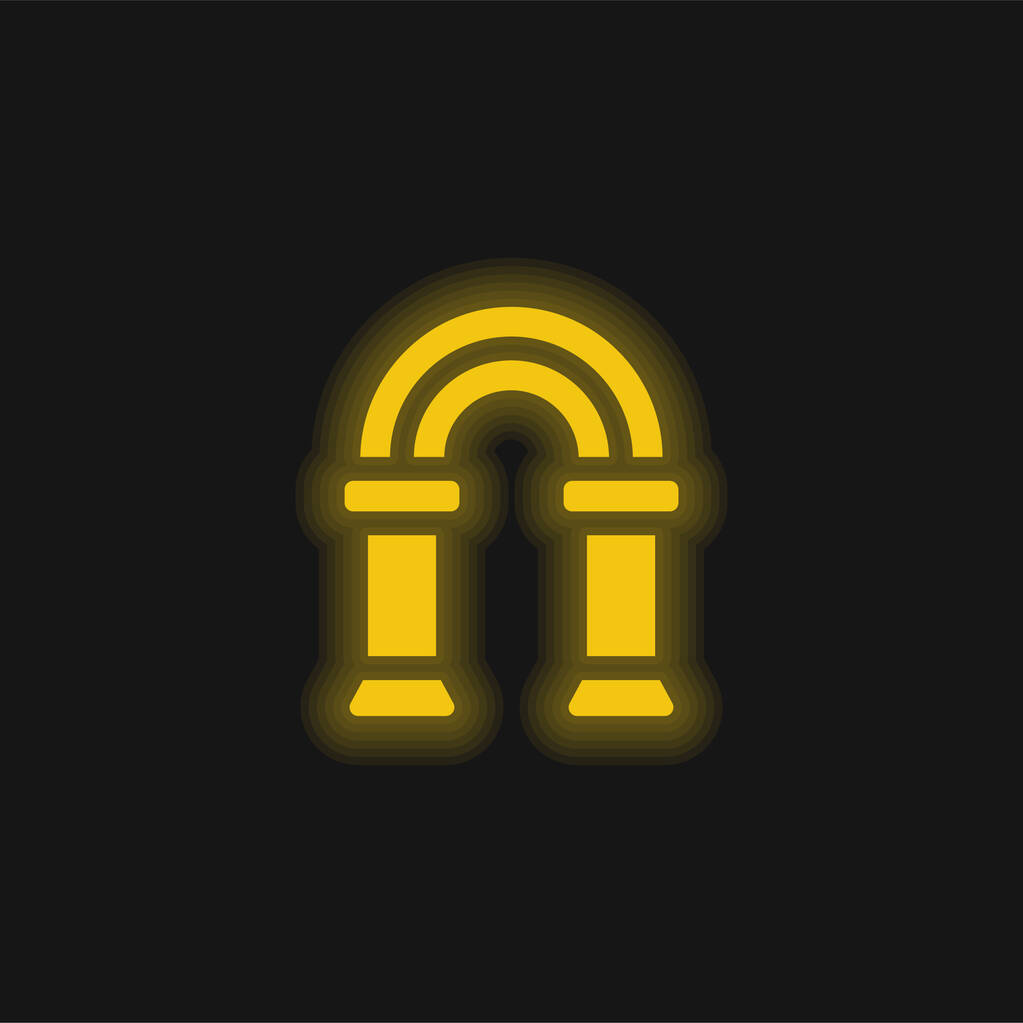 Arch yellow glowing neon icon - Vector, Image