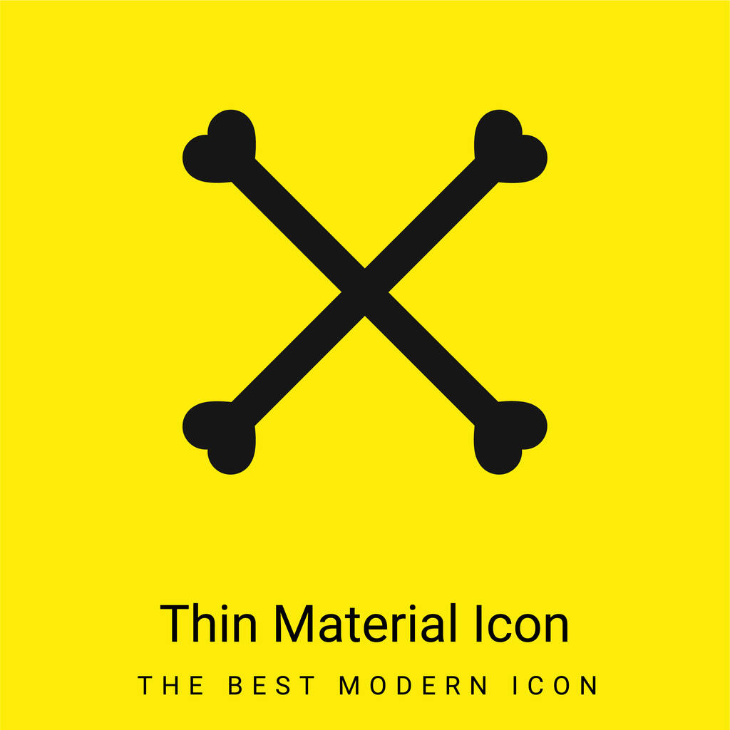 ボーンシルエットクロスシンボルを形成最小限の明るい黄色の材料アイコン - ベクター画像