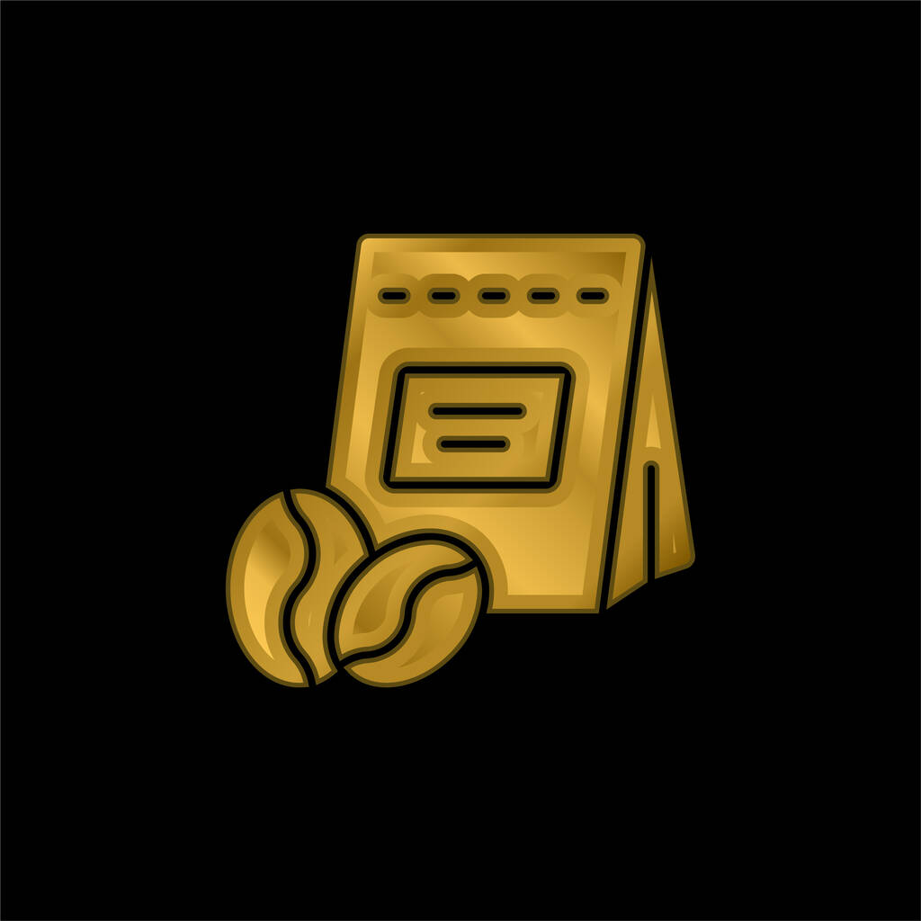 Frijoles chapado en oro icono metálico o logo vector - Vector, imagen
