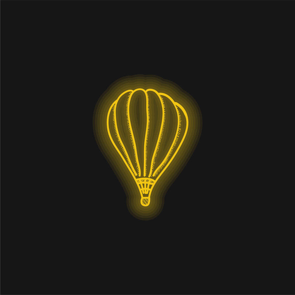 Luchtballon geel gloeiende neon pictogram - Vector, afbeelding