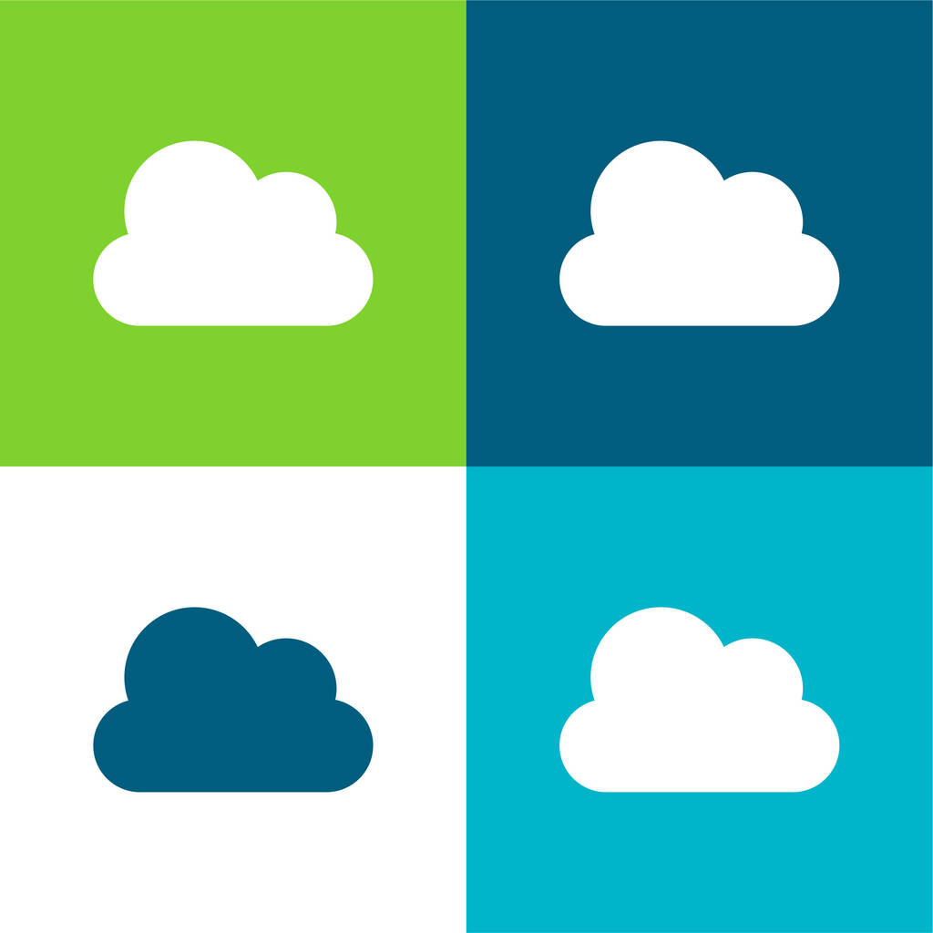 Μεγάλο σύννεφο επίπεδη τέσσερις χρώμα ελάχιστο σύνολο εικονιδίων - Διάνυσμα, εικόνα