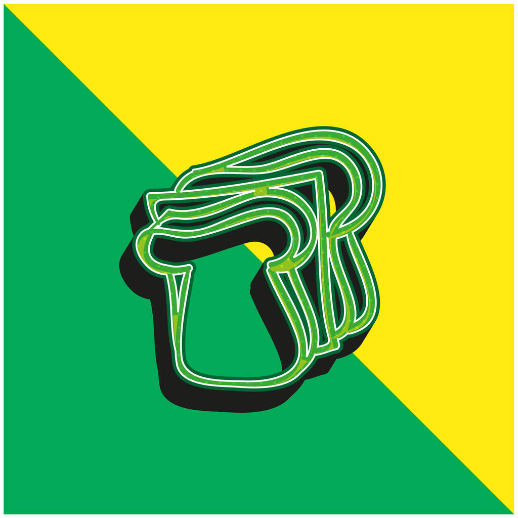Chleb ręcznie rysowane plastry Zielony i żółty nowoczesny 3D wektor ikona logo - Wektor, obraz
