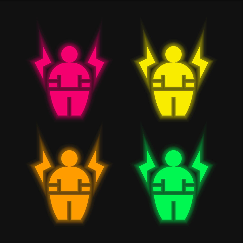 Körper Positive leuchtende Neon-Vektorsymbole in vier Farben - Vektor, Bild