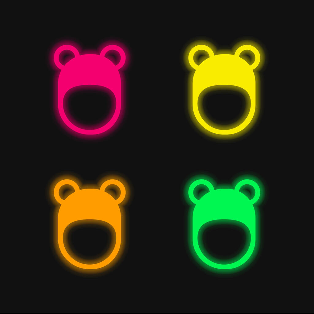 Sombrero de oso de cuatro colores brillante icono de vectores de neón - Vector, imagen