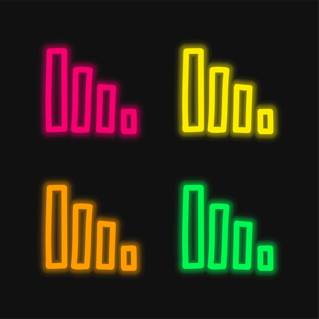 Çubuk Grafiksel El Çizimi Örtüsü Parlayan dört renk neon vektör simgesi - Vektör, Görsel