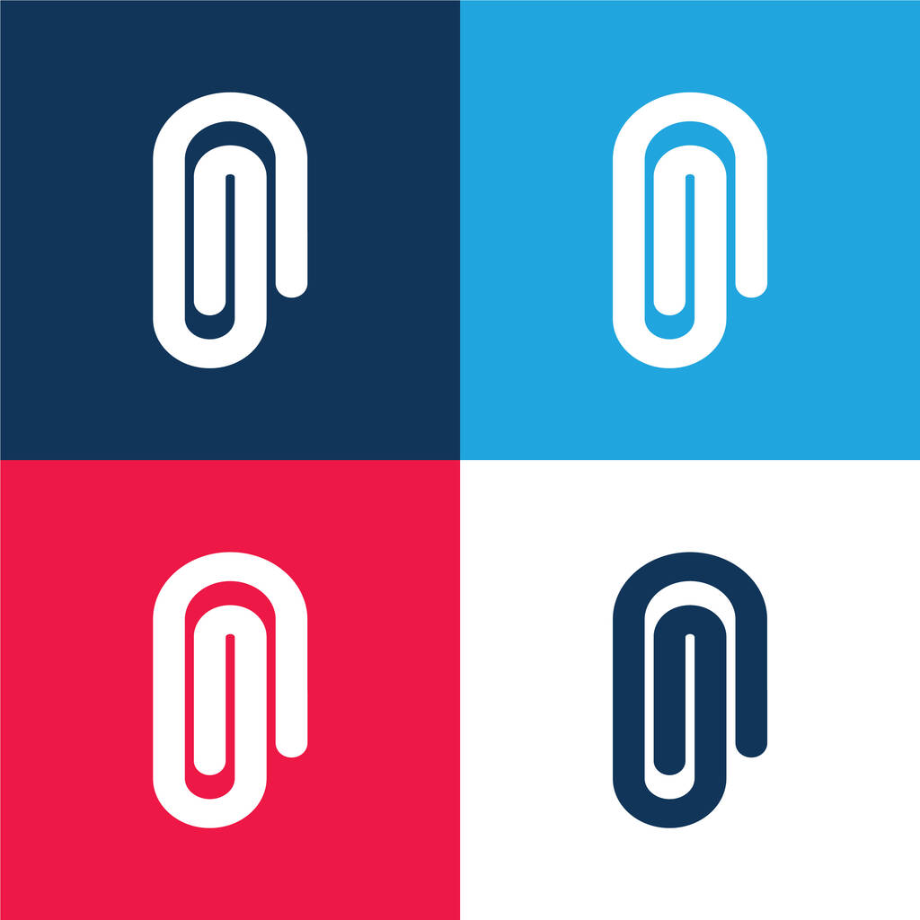 Símbolo de interface de anexo azul e vermelho conjunto de ícones mínimos de quatro cores - Vetor, Imagem