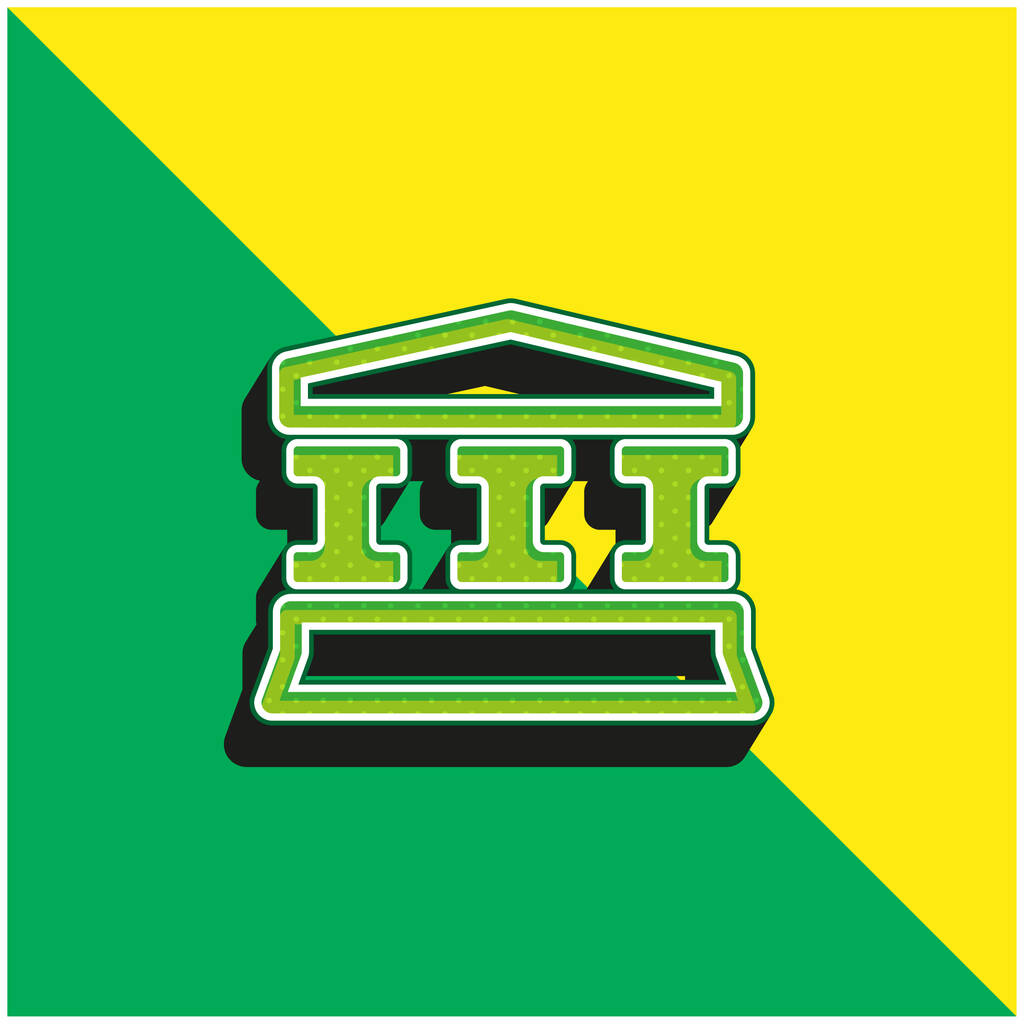 Bank Sign Green and yellow modern 3d vector icon logo - Vector, Image
