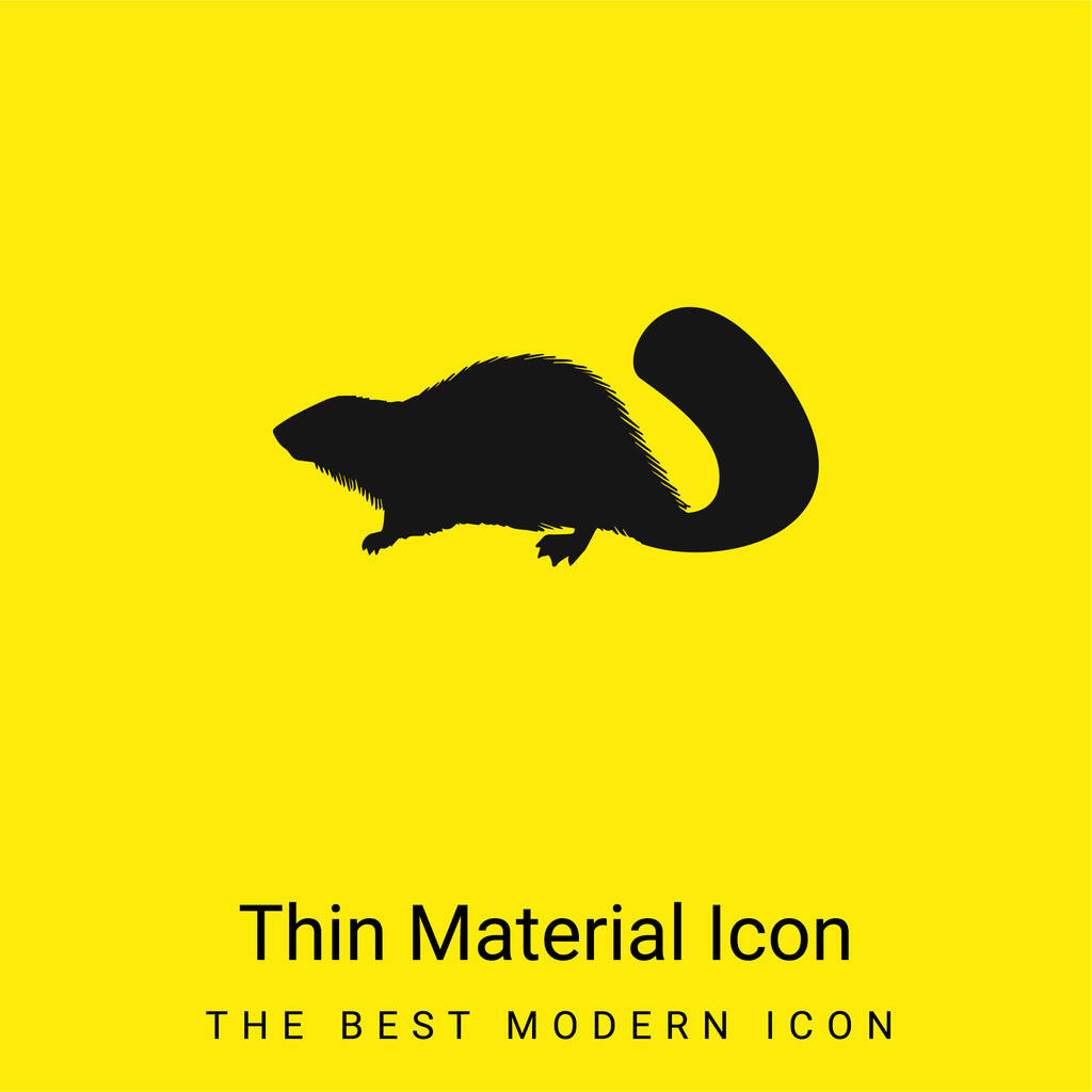 Форма животного Бобра минимальная ярко-жёлтая икона материала - Вектор,изображение
