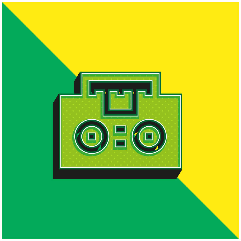 Boombox Vihreä ja keltainen moderni 3d vektori kuvake logo - Vektori, kuva