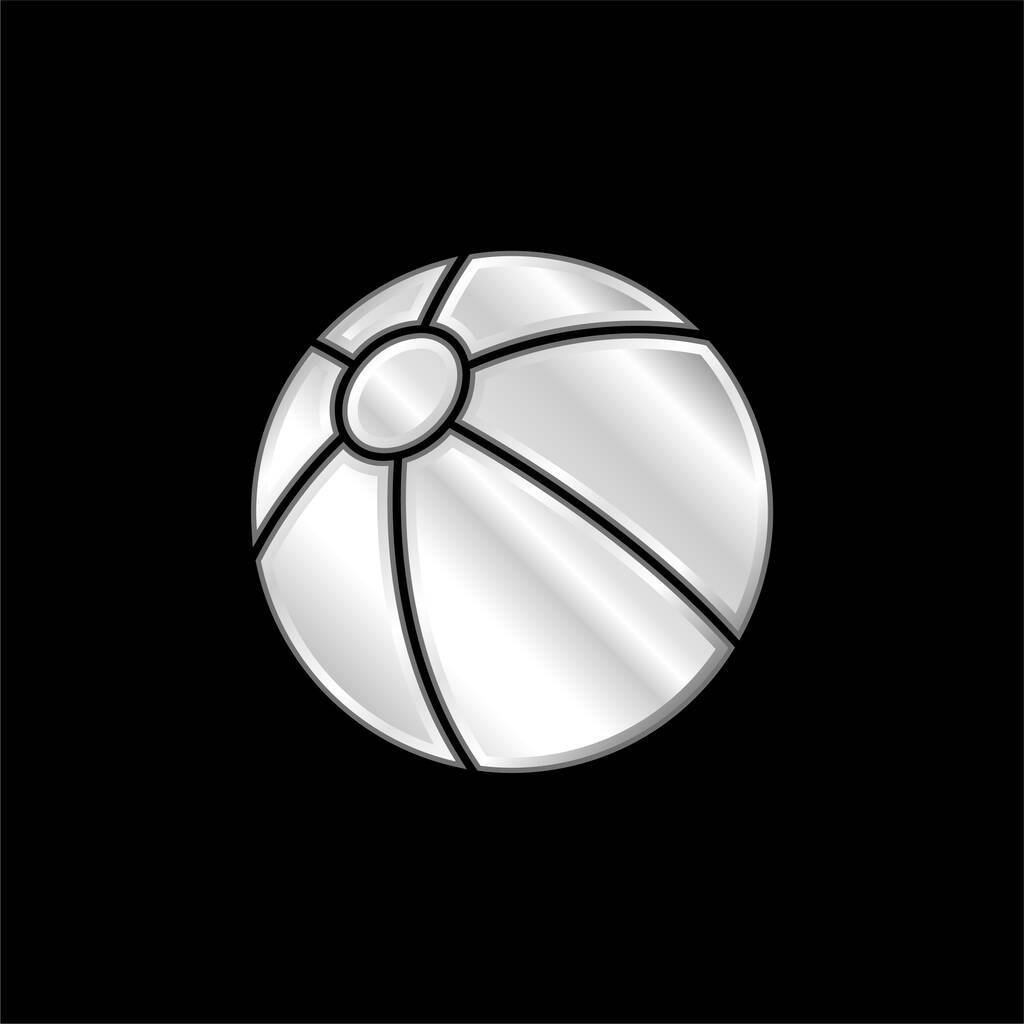 Beach Ball placcato argento icona metallica - Vettoriali, immagini