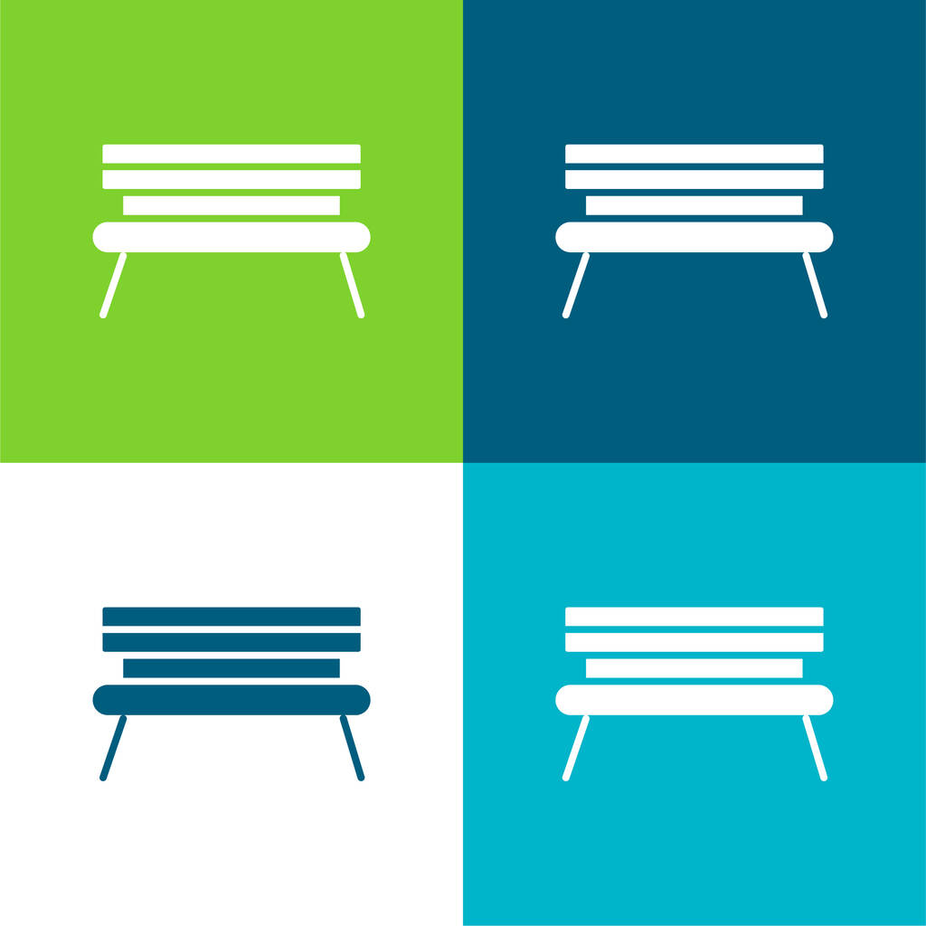Bench Flat vier Farben minimales Symbol-Set - Vektor, Bild