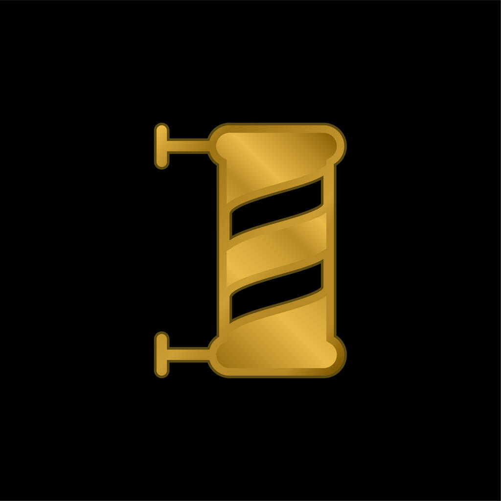 Barbeiro banhado a ouro ícone metálico ou vetor logotipo - Vetor, Imagem