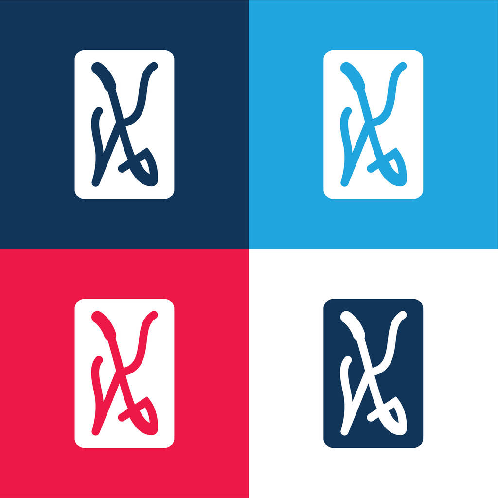 As Mieczy niebieski i czerwony zestaw czterech kolorów minimalny zestaw ikon - Wektor, obraz