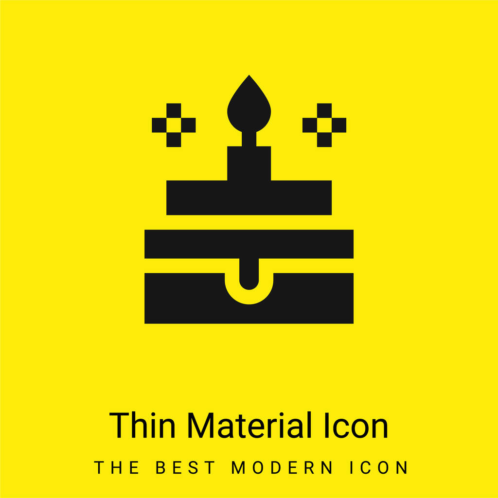 Torta di compleanno icona materiale giallo brillante minimo - Vettoriali, immagini