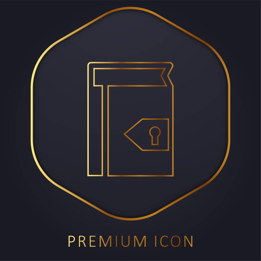 Livre avec trou de serrure pour la sécurité ligne d'or logo premium ou icône - Vecteur, image