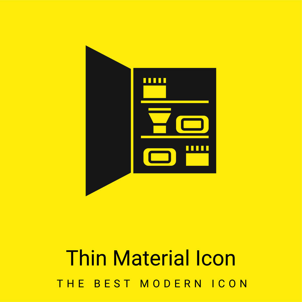 Badkamer kast met persoonlijke verzorging Objecten minimaal helder geel materiaal icoon - Vector, afbeelding