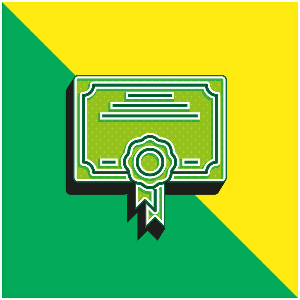 Auszeichnung Grünes und gelbes modernes 3D-Vektor-Symbol-Logo - Vektor, Bild