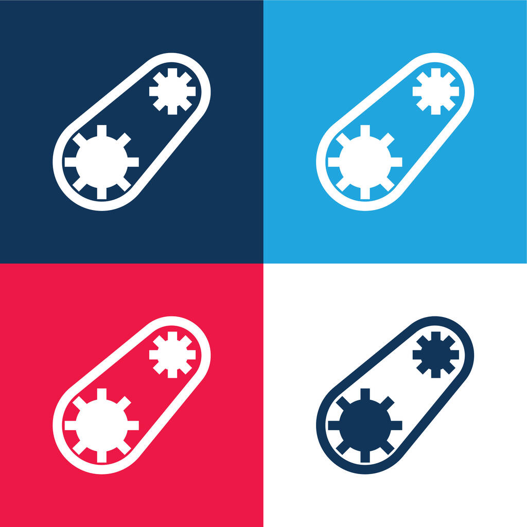 Belt blue and red four color minimal icon set - Vector, Image