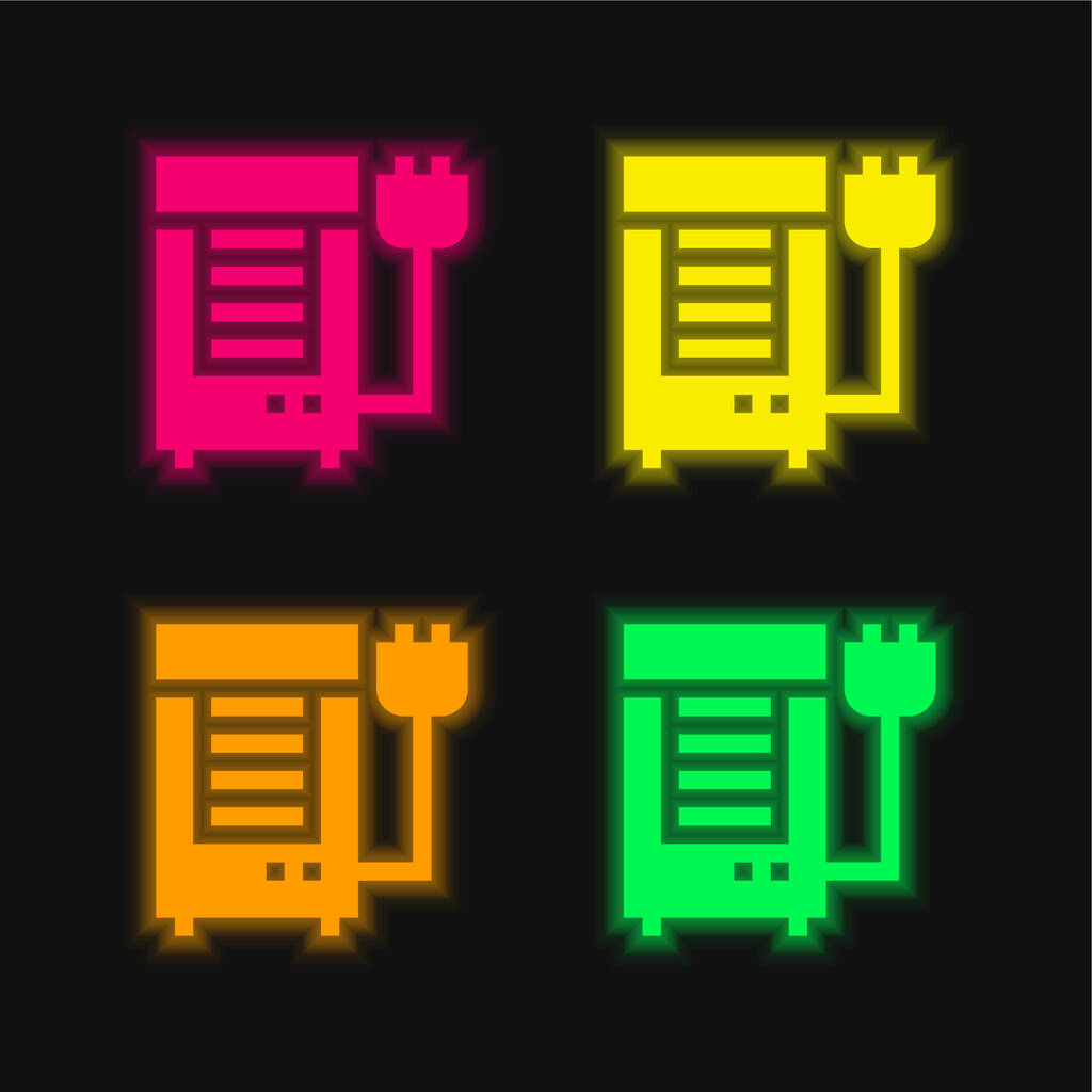 Aire acondicionado cuatro colores brillante icono del vector de neón - Vector, imagen