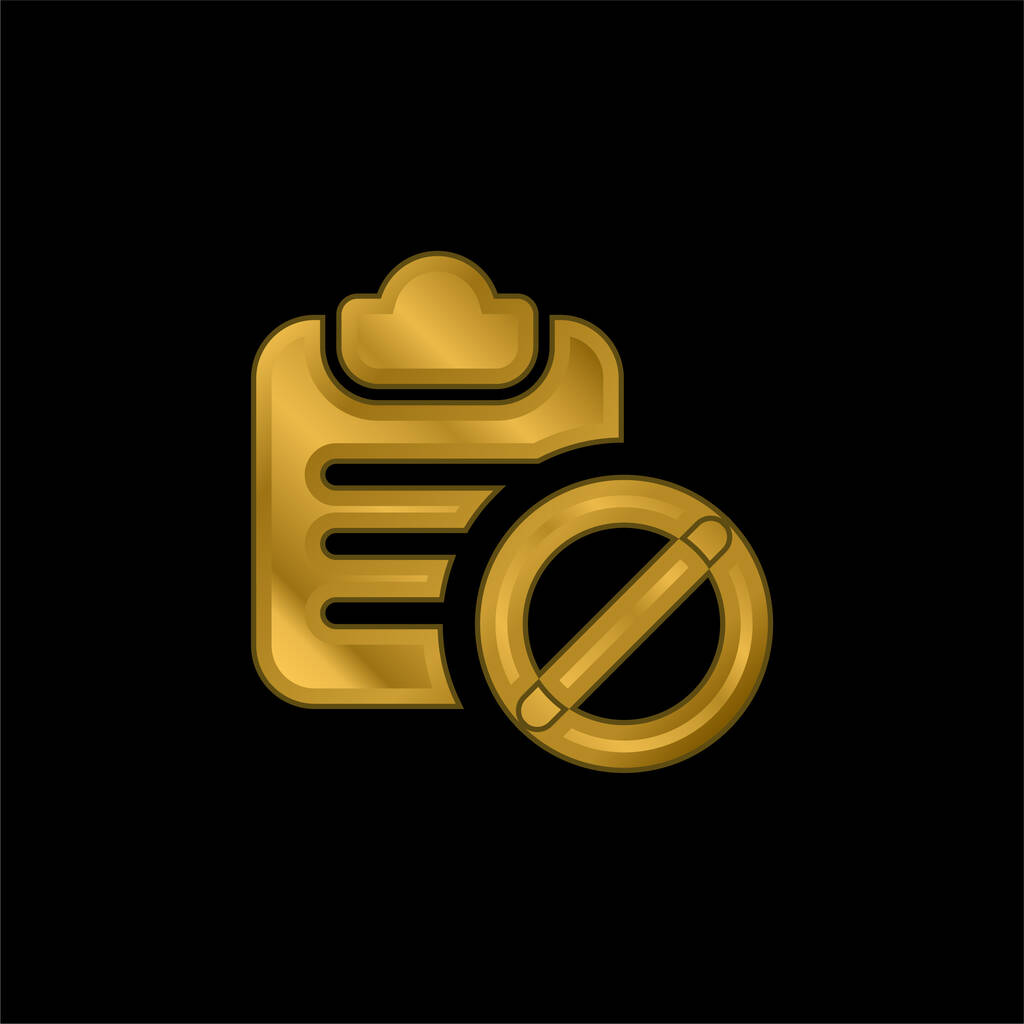 Banned gold plated metalic icon or logo vector - Vector, Image