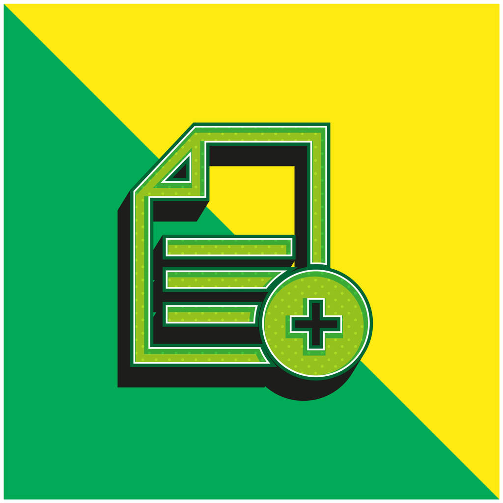 Add File Green and yellow modern 3d vector icon logo - Vector, Image